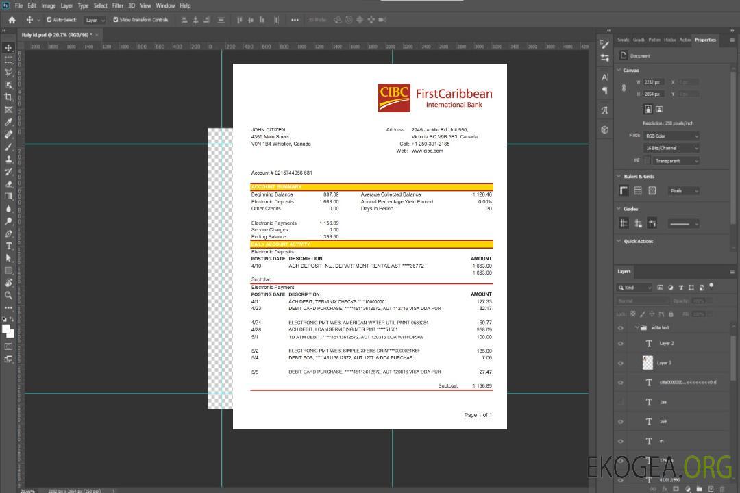 Canada Banque CIBC excel pdf template